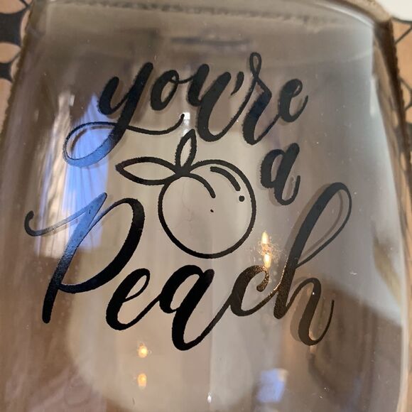 Stemless Wine Tumbler Your A Peach In Black New In Box Made USA 5 Inches Tall - Picture 6 of 8
